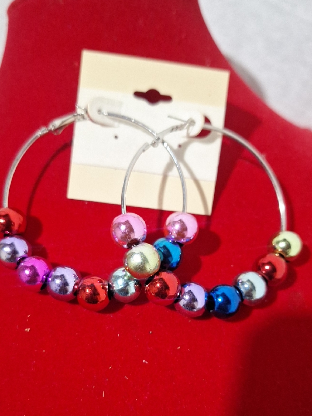 Multicolor Beaded Hoop Earrings - Women's Fashion Jewelry